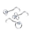 3 Silver Nose Stud Sets NSK-SET-1101